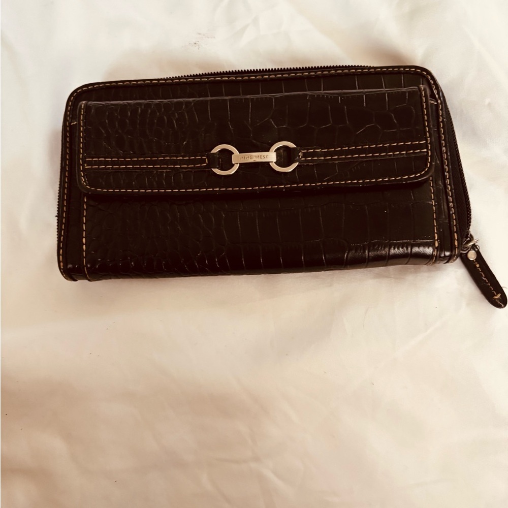 Nine West  Black Croc-Embossed Wallet